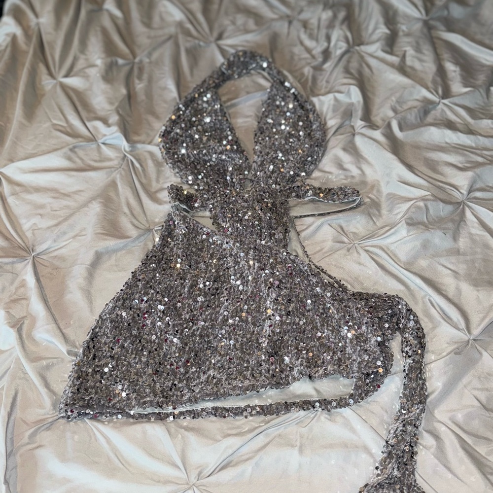 Sequin Halter Mini Dress
